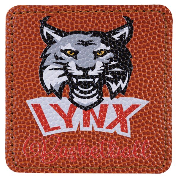 3" x 3" Basketball Laserable Leatherette Square Patch with Kota Pro Adhesive Thumbnail