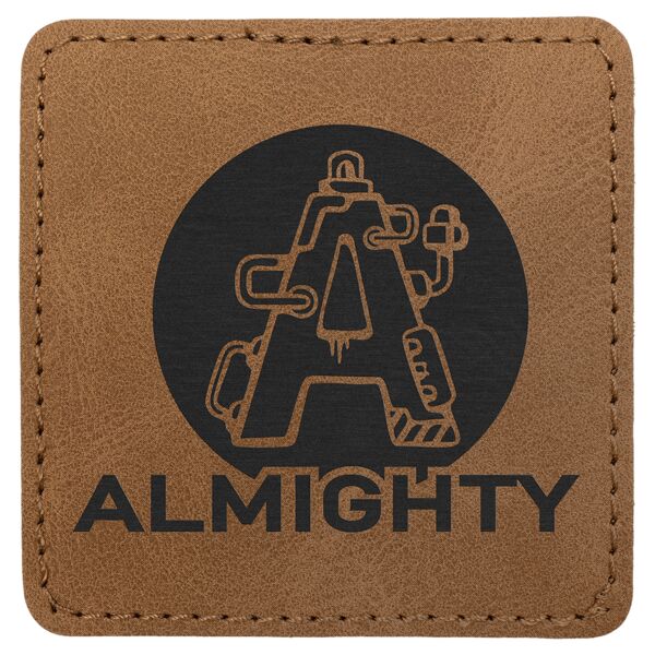3" x 3" Medium Brown Premier Laserable Leatherette Square Patch with Kota Pro Adhesive - Creekside Collection Thumbnail