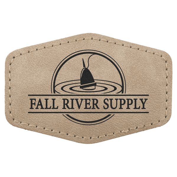 3" x 2" Light Tan Premier Laserable Leatherette Hex Patch with Kota Pro Adhesive - Creekside Collection Thumbnail