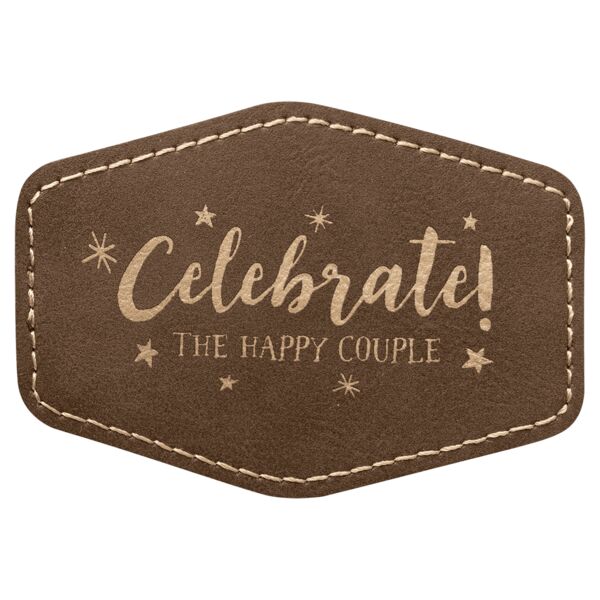 3 1/2" x 2 1/2" Rustic/ Laserable Leatherette Hex Patch with Kota Pro Adhesive Thumbnail