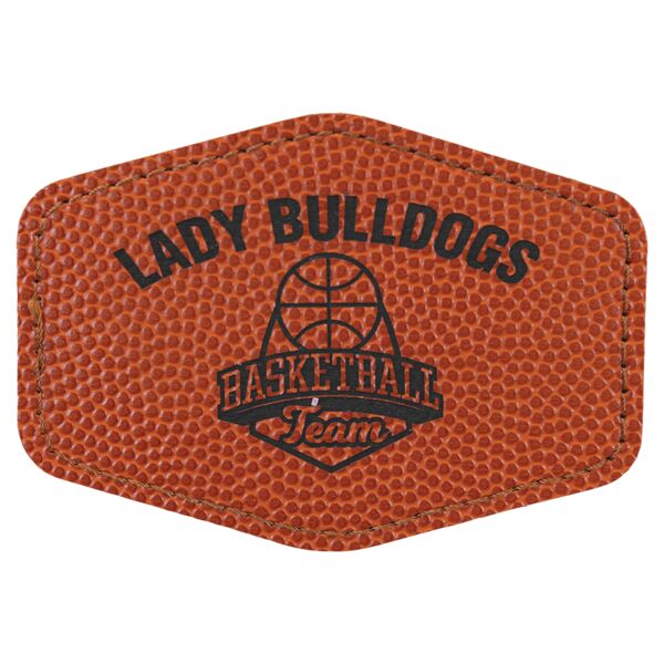 3 1/2" x 2 1/2" Basketball Laserable Leatherette Hex Patch with Kota Pro Adhesive Thumbnail