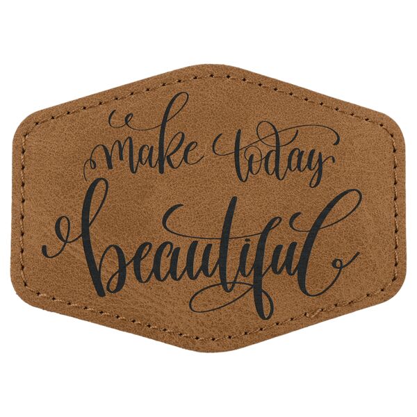 Hex Patch with Kota Pro Adhesive - Laserable Leatherette, Creekside Collecttion 3 1/2" x 2 1/2", Medium Brown Thumbnail