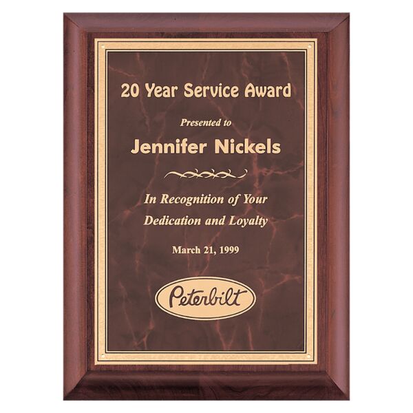 8" x 10" Hand Rubbed Finish Plaque with Ruby Marble Border LaserFX Plate Thumbnail