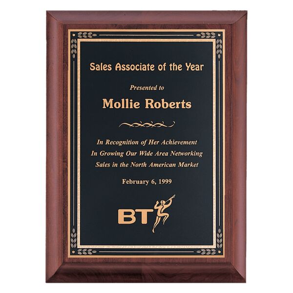 8" x 10" Hand Rubbed Finish Plaque with Florentine Border LaserFX Plate Thumbnail