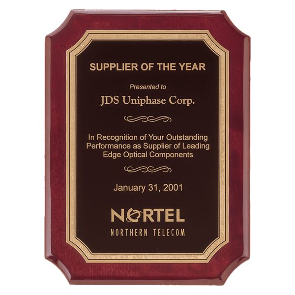8" x 10 1/2" Airflyte Piano Finish Plaque with Border Brass Plated Steel LaserFX Plate Thumbnail