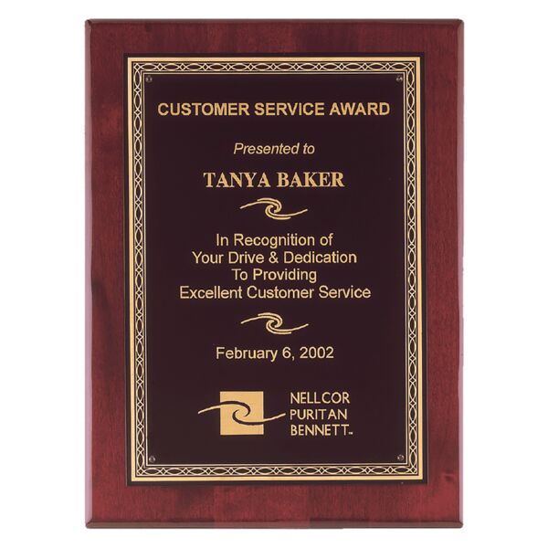 7" x 9" Airflyte Premium Piano Finish Plaque with Florentine Border Laserable Brass Plate Thumbnail