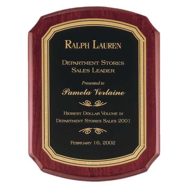 9" x 12" Airflyte Piano Finish Plaque with Florentine Border LaserFX Plate Thumbnail