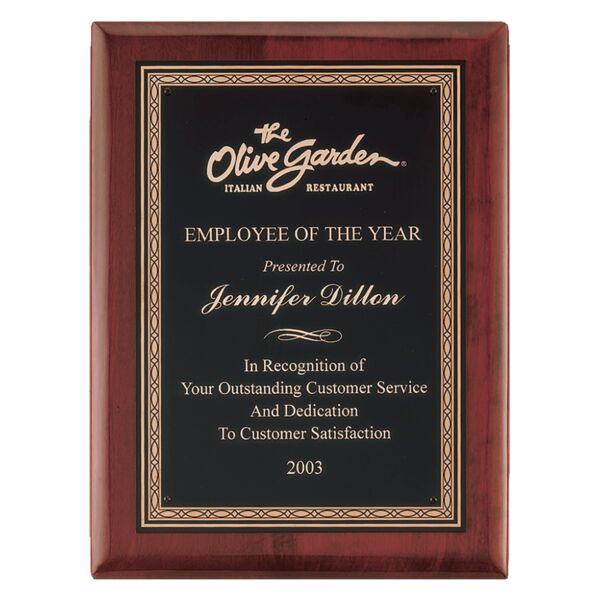 10 1/2" x 13" Airflyte Premium Piano Finish Plaque with Border Laserable Brass Plate Thumbnail