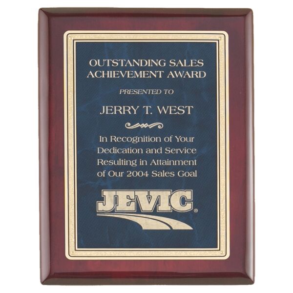 7" x 9" Piano Finish Plaque with a Sapphire Marble/ FlorentineDesign LaserFX Plate Thumbnail