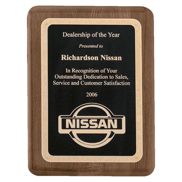 9" x 12" Airflyte Premium Piano Finish Plaque with Florentine Border Textured LaserFX Plate Thumbnail