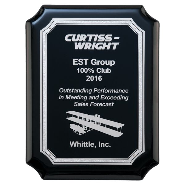 9" X 12" High Gloss Plaque with Florentine Border Laserable Aluminum Plate Thumbnail