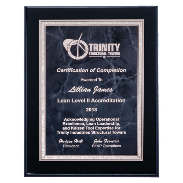8" x 10" Airflyte High Gloss Plaque with Marble/ Florentine Border Plate Thumbnail