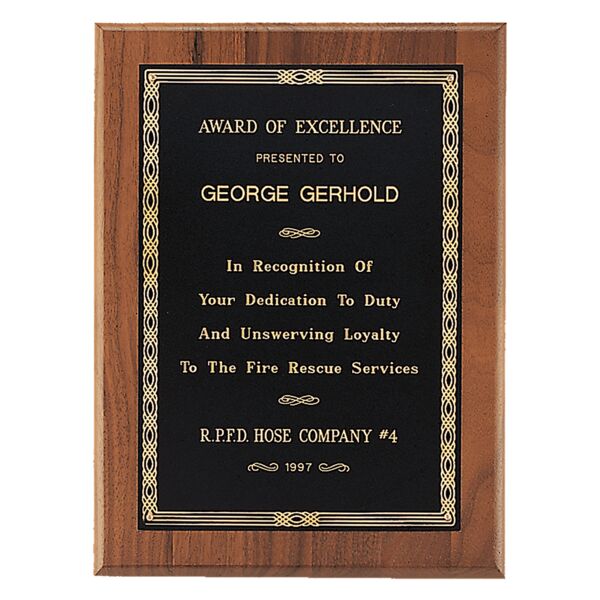 9" x 12" Jewelers Laserable Border Plate on an American Plaque- Sheffield Series Thumbnail