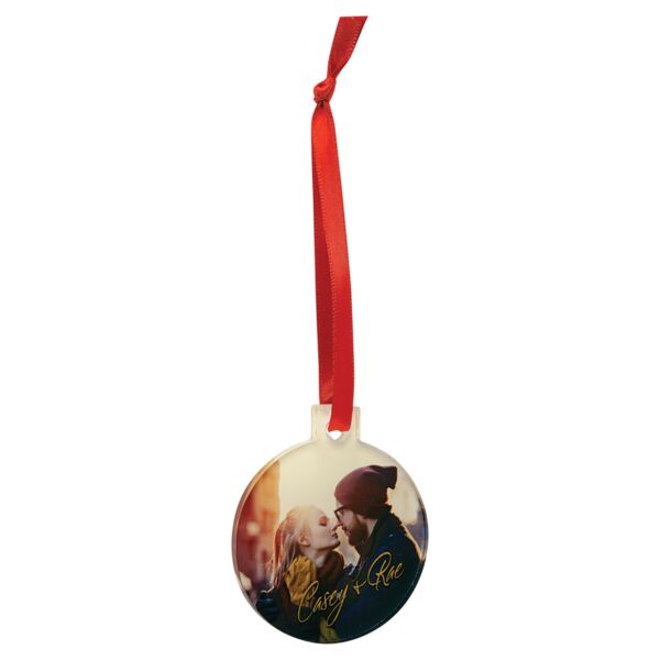 2 1/2" Round Sublimatable Acrylic Ornament with Ribbon Thumbnail