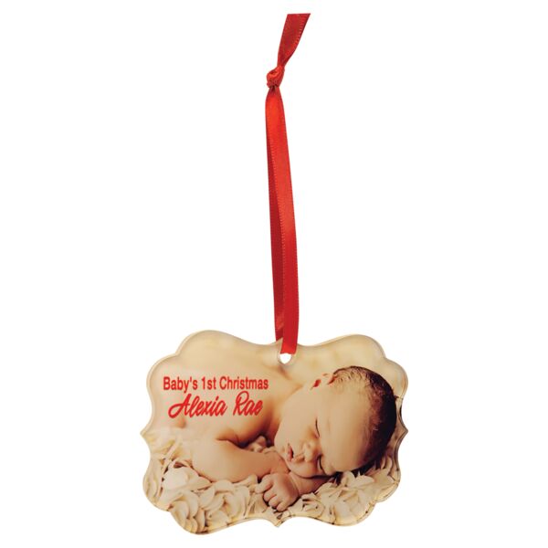 3" x 4 1/4" Benelux Sublimatable Acrylic Ornament with Ribbon Thumbnail