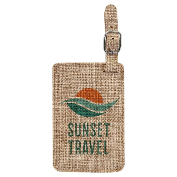 4 1/4" x 2 3/4" Sublimatable Burlap Luggage Tag Thumbnail
