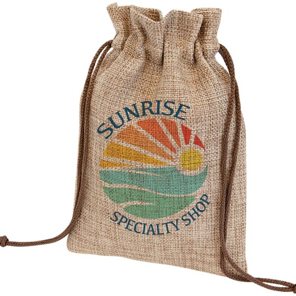 6 1/4" x 9" Burlap Drawstring Bag Thumbnail