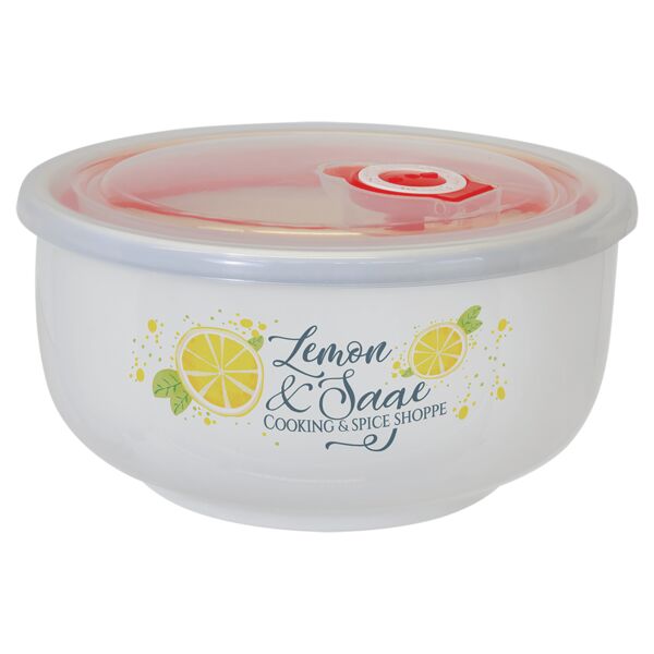 3" x 5.7" Ceramic Storage Bowl with Flexible Plastic Lid Thumbnail