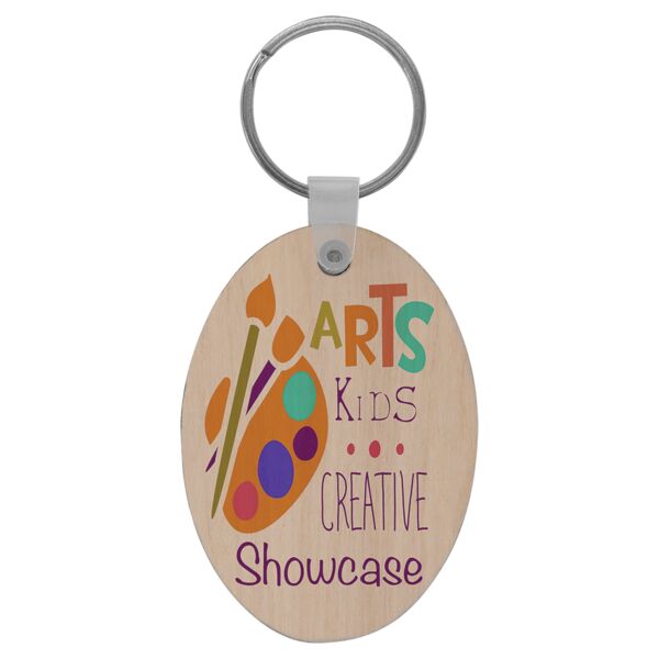 2 5/8" x 1 7/8" Oval Sublimatable Wood Keychain Thumbnail