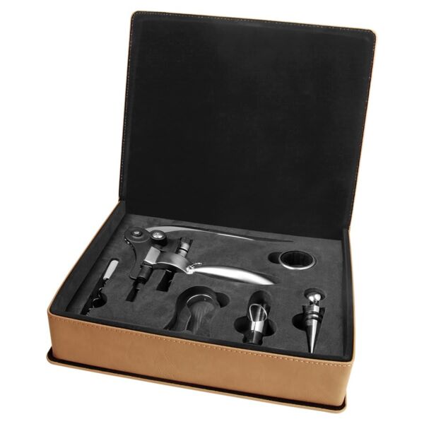 Laserable Leatherette 5-Piece Wine Tool Gift Set Thumbnail