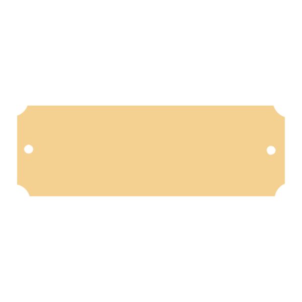 7/8" x 2 1/2" Brushed Brass Plate with Notched Corners and T wo Holes Thumbnail
