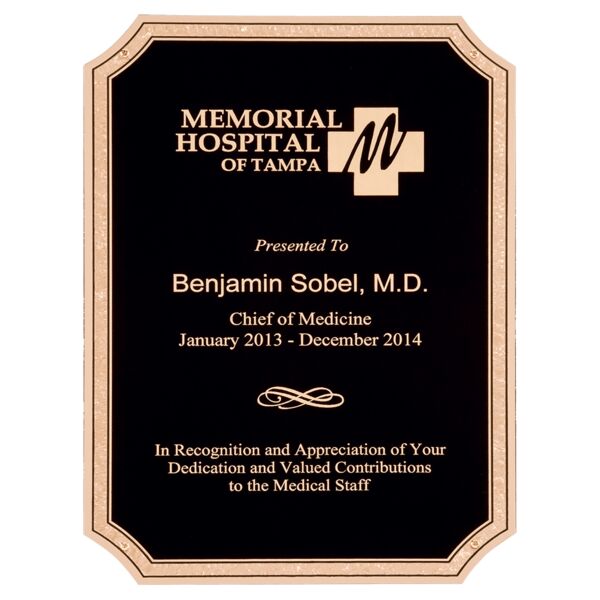 6" x 8 1/2" Textured LaserFX Plate with Notched Corners, Florentine Border and Four Holes Thumbnail