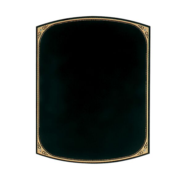 6 1/4" x 8 1/8" Brass Plate with Rounded Top and Bottom, Leaf Design Florentine Border and Four Holes (Fits P1802) Thumbnail