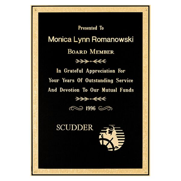 8 3/4" x 11 3/4" Airflyte Brass Plated Steel Plate with Florentine Border and Four Holes Thumbnail