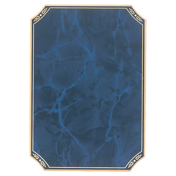 7" x 10" Airflyte Sapphire Marble Brass Plated Steel Plate with Notched Corners, Border and Four Holes Thumbnail