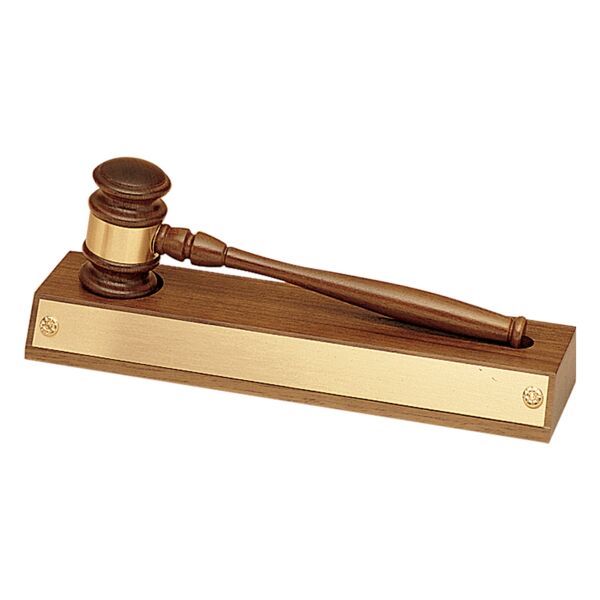 Gavel Base with Removable Gavel/ Gavel Band and Plate for Personalization Thumbnail